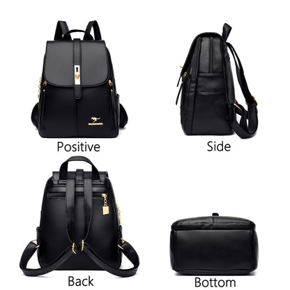 Stylish Retro PU Leather Backpack - Fashion Flap with Anti-theft Pocket - Versatile for Travel, School &amp; Daily Use - Durable Daypack