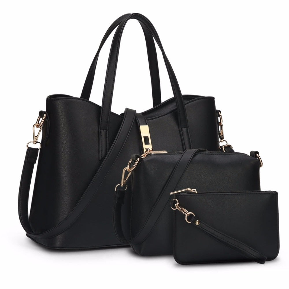 Women Bag Top-Handle Bags Female Famous Brand Women Messenger Bags Handbag Set PU Leather Composite Bag