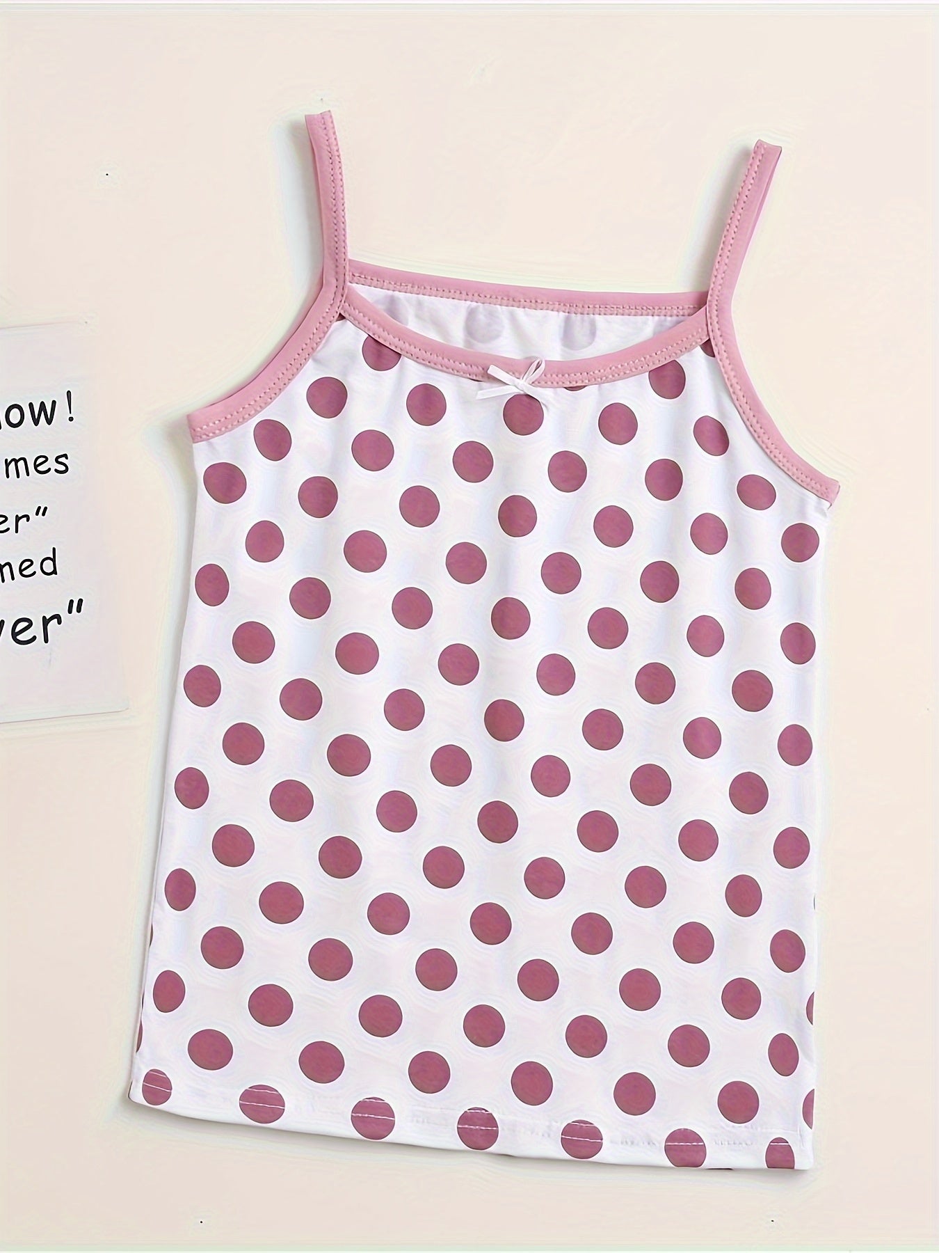 4pcs Lucky Girl Prints Undershirts, Cotton Singlet Top Shirts, Dots Flowers Design, Children Breathable Home Wear Size 100-150