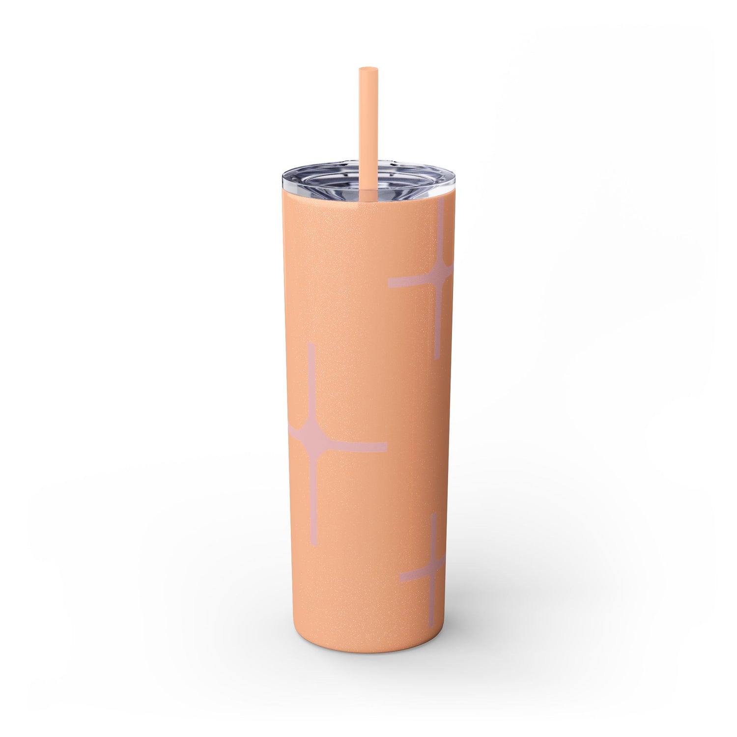 Chic Skinny Tumbler with Straw - Modern Pink Design