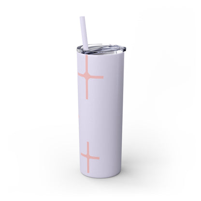 Chic Skinny Tumbler with Straw - Modern Pink Design
