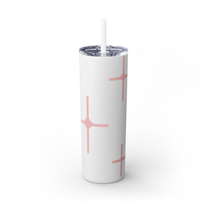 Chic Skinny Tumbler with Straw - Modern Pink Design