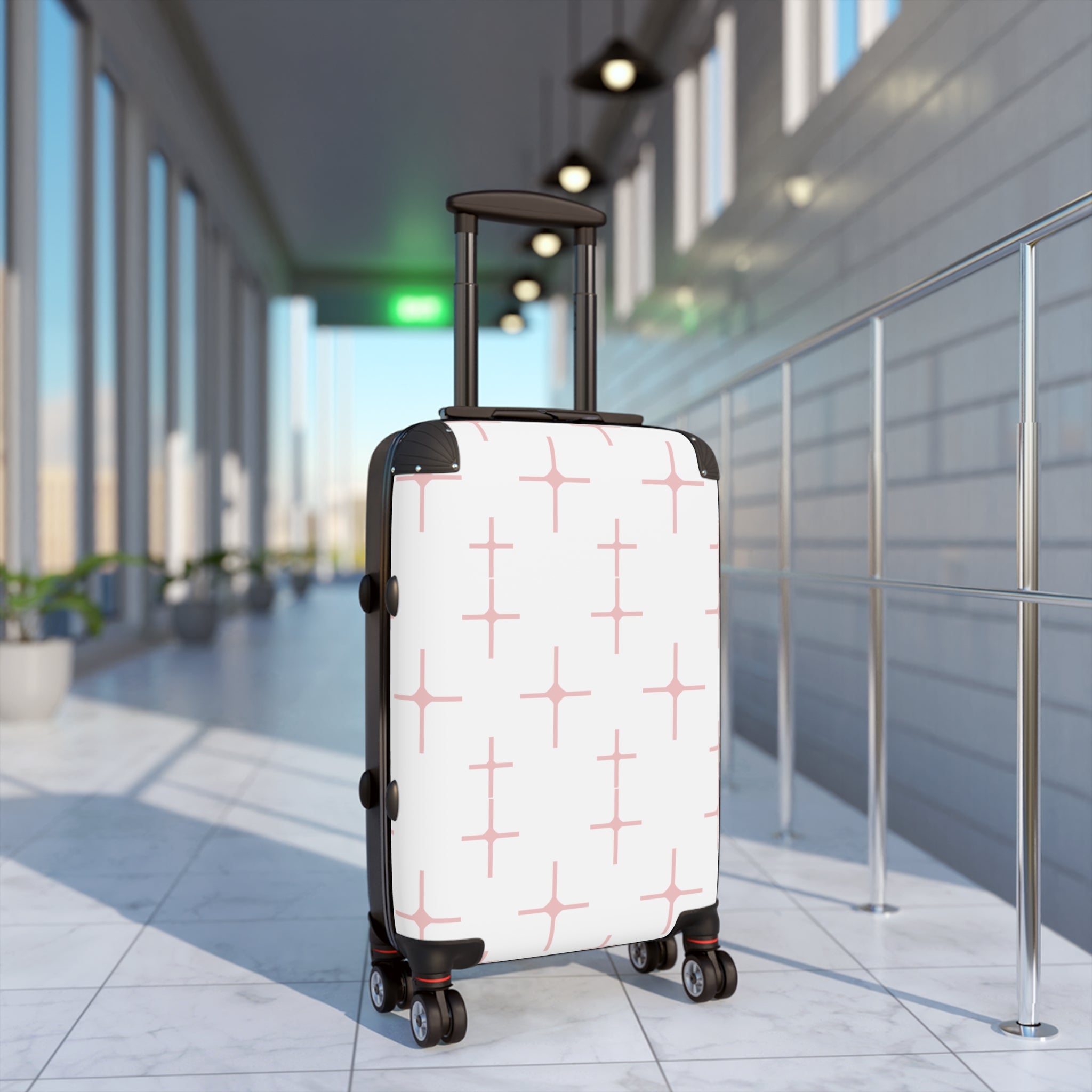Chic Travel Suitcase with Pink Pattern Design