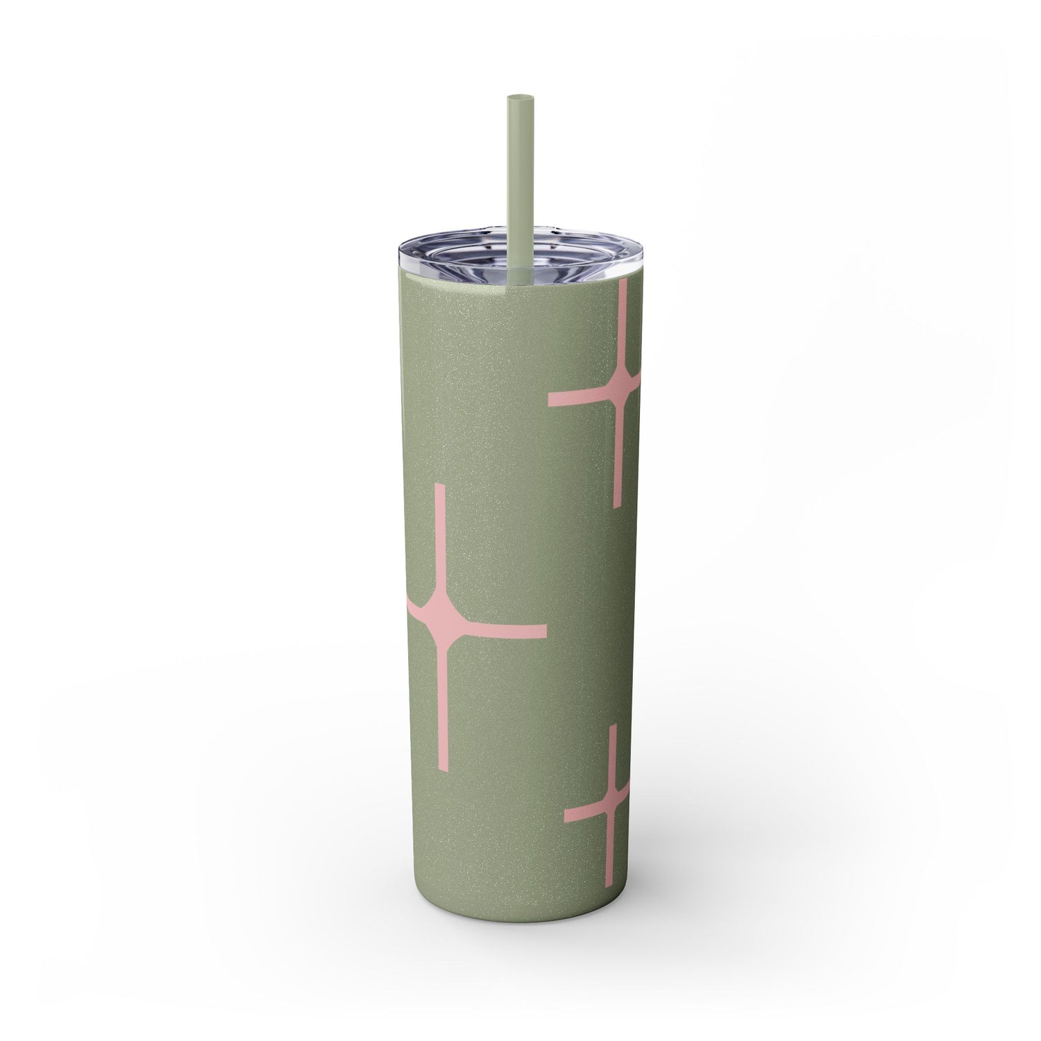 Chic Skinny Tumbler with Straw - Modern Pink Design