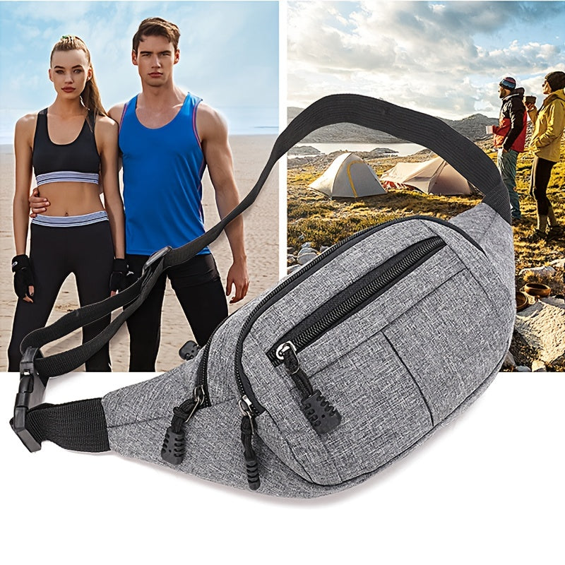 Large Capacity Crossbody Fanny Pack - Water Resistant Oxford Cloth, Adjustable Strap, Zipper Closure, Solid Color Design - Perfect for Outdoors, Workout, Traveling, Running, Hiking, and Cycling