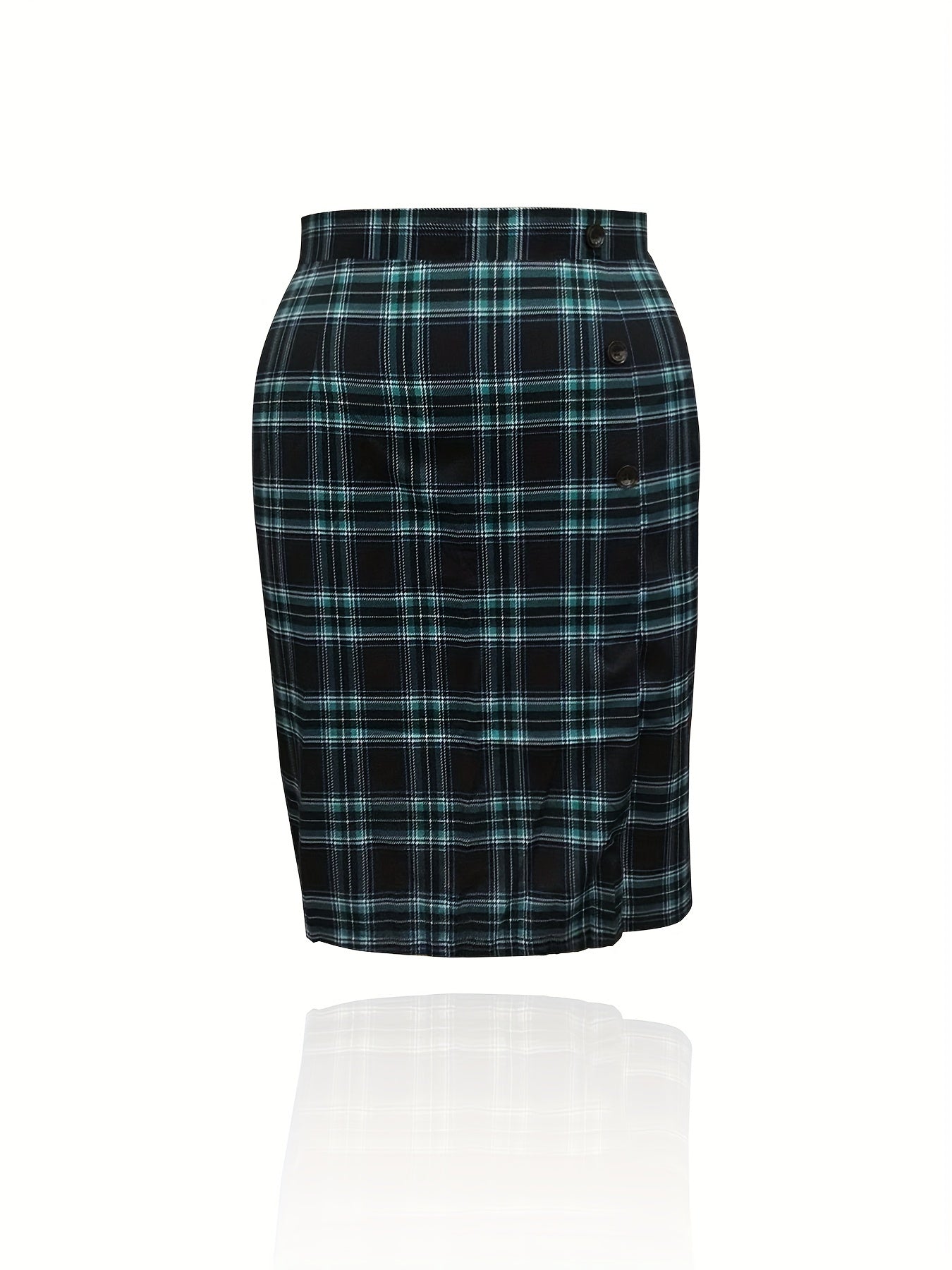 Plus Size Chic Plaid Midi Skirt for Women - Flattering, Machine Washable, Soft Polyester Fabric - Perfect for Spring, Summer, Fall, and Casual Everyday Wear