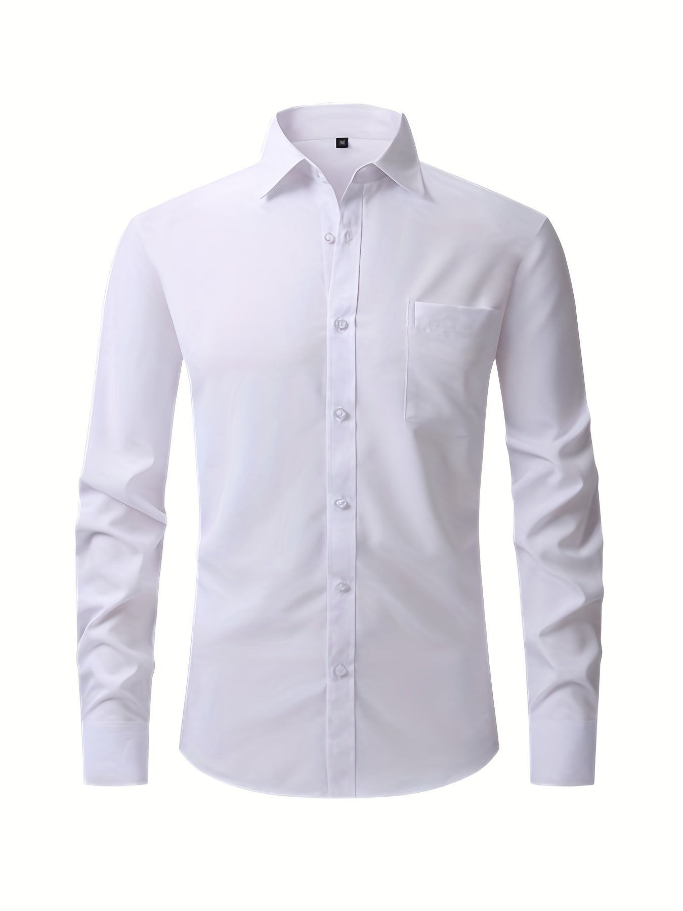 Mens Elegant Turndown Collar Shirt, Male Clothes With Chest Pocket For Spring And Summer, Business And Formal Occasions