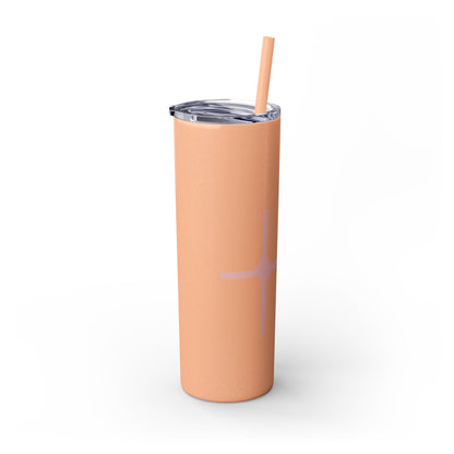 Chic Skinny Tumbler with Straw - Modern Pink Design