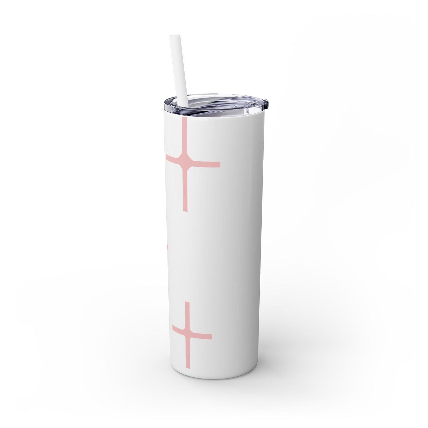 Chic Skinny Tumbler with Straw - Modern Pink Design