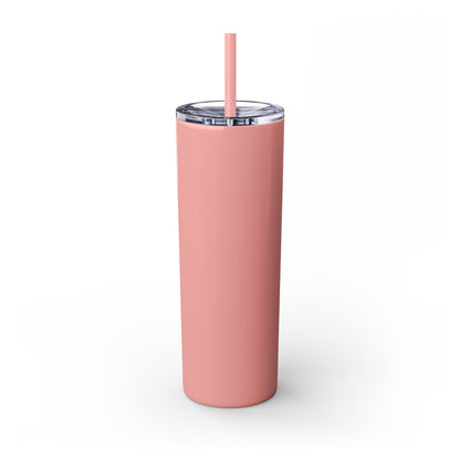 Chic Skinny Tumbler with Straw - Modern Pink Design