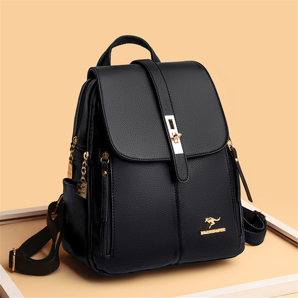 Stylish Retro PU Leather Backpack - Fashion Flap with Anti-theft Pocket - Versatile for Travel, School &amp; Daily Use - Durable Daypack