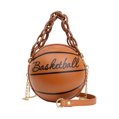 Personality female leather pink basketball bag new ball purses for teenagers women shoulder bags crossbody chain hand bags