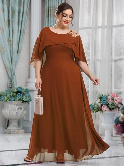 Plus Size V Neck Chiffon Yellow Floor Floor Bridesmaid Luxury Dress 4XL 5XL Big Size Shiny Chiffon Banquet Evening Dress Women