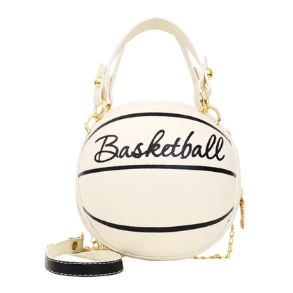 Personality female leather pink basketball bag new ball purses for teenagers women shoulder bags crossbody chain hand bags