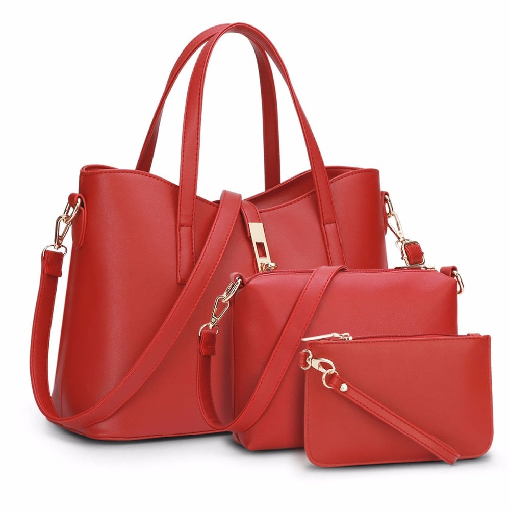 Women Bag Top-Handle Bags Female Famous Brand Women Messenger Bags Handbag Set PU Leather Composite Bag