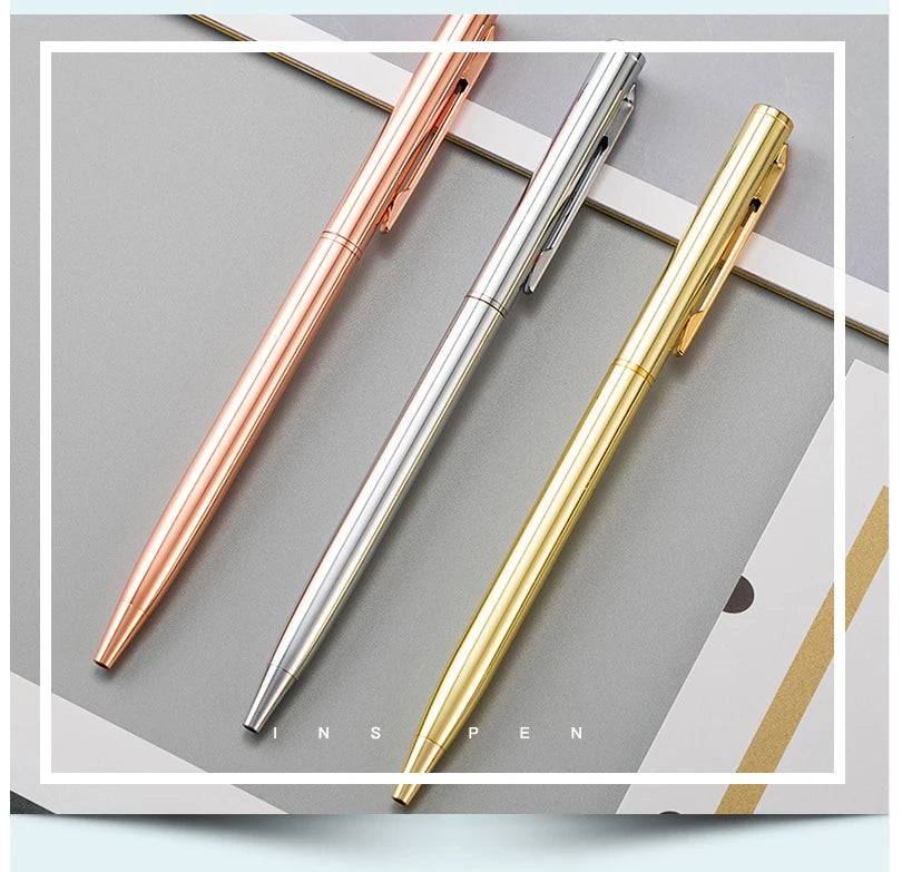 50 Pcs Metal Ballpoint Pen Rose Gold Pen Custom Logo School&amp;office Supplies Stationery Business Gift Lettering Engraved Name