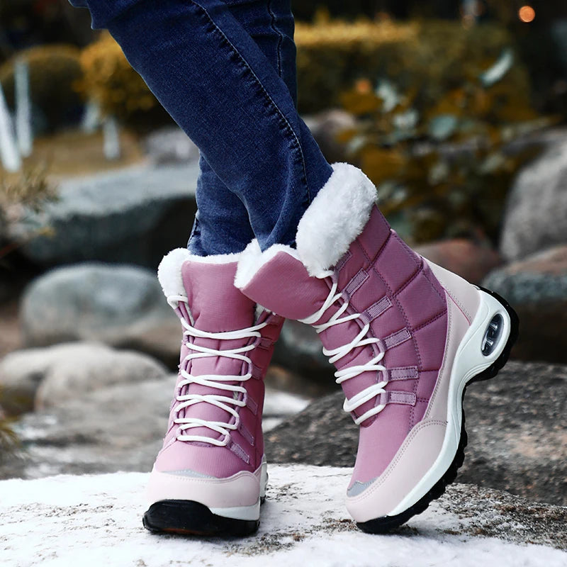 New Winter Women Boots High Quality Warm Snow Boots Lace-up Comfortable Ankle Boots Outdoor Waterproof Hiking Boots Size 36-42