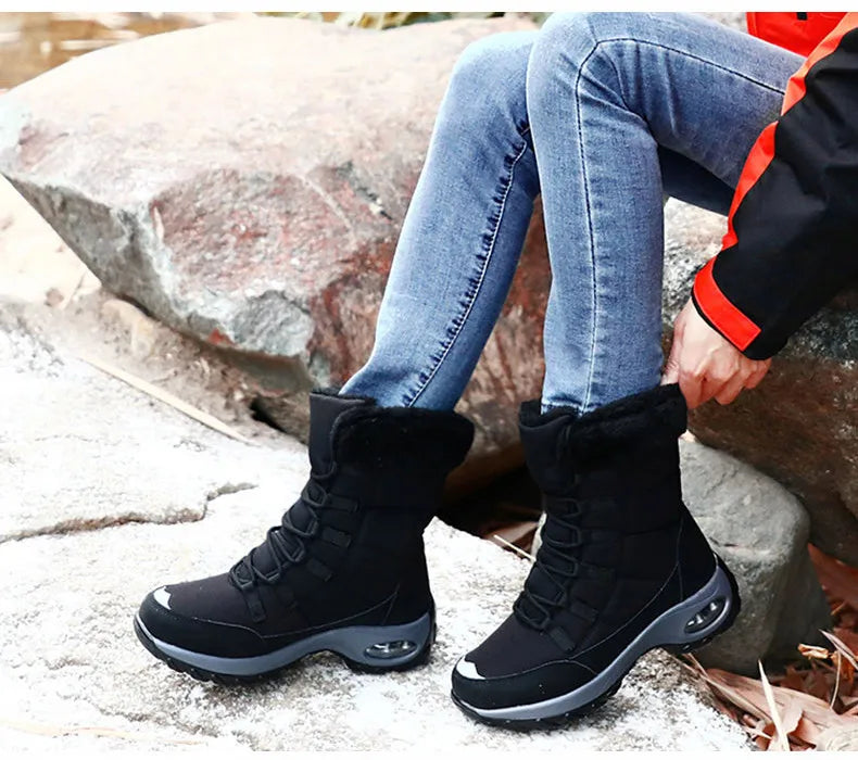 New Winter Women Boots High Quality Warm Snow Boots Lace-up Comfortable Ankle Boots Outdoor Waterproof Hiking Boots Size 36-42