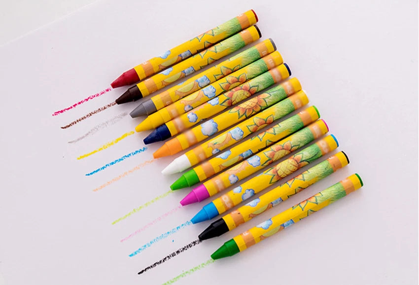 Crayons Creative Cartoon 8/12 Colors Drawing Non-Toxic Oil Pastels Kids Student Pastel Pencils Art Supplies Student Crayon Set