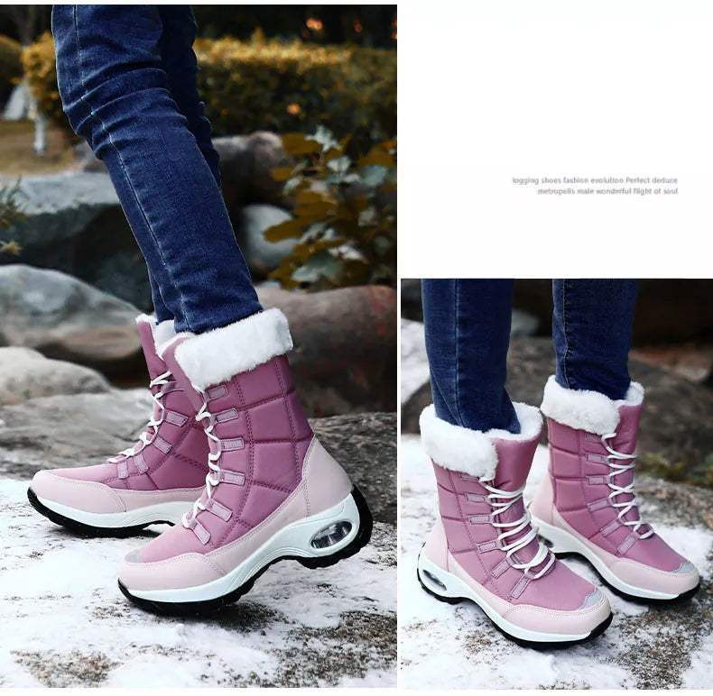 New Winter Women Boots High Quality Warm Snow Boots Lace-up Comfortable Ankle Boots Outdoor Waterproof Hiking Boots Size 36-42