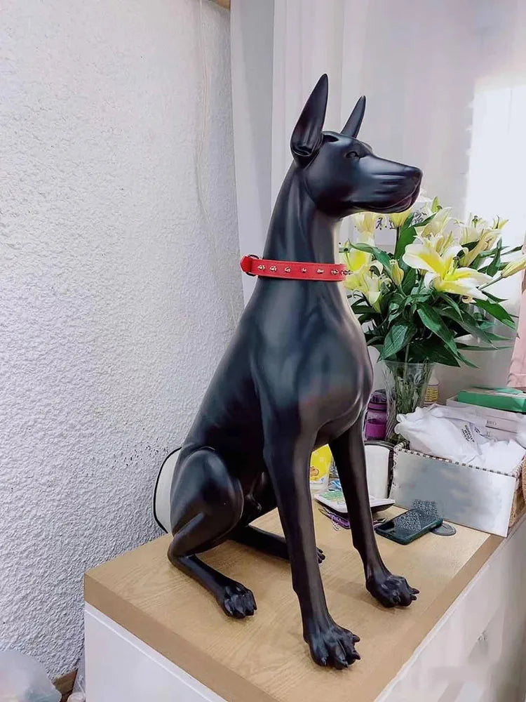 Large Doberman Dog Sculptures Home Decoration Sculptures and Figurines Room Decor Home Accessories Electroplate Animal Statue