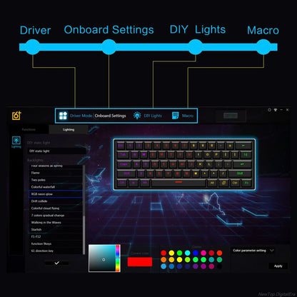 GK61 SK61 61 Key Mechanical Keyboard USB Wired LED Backlit Axis Gaming Mechanical Keyboard Gateron Optical Switches Jy17 19