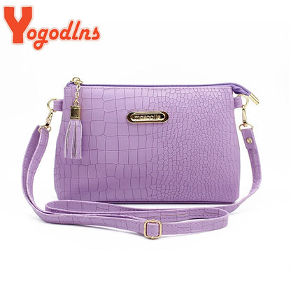 Yogodlns Crocodile Pattern Shoulder Bag For Women PU Leather Messenger Bag New Luxury Crossbody Bag Fashion Lady Handbag