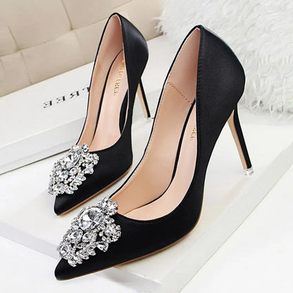 BIGTREE Shoes Rhinestone Women Pumps Stiletto Women Shoes Sexy High Heels Wedding Shoes Luxurious Women Heels Party Shoes Female