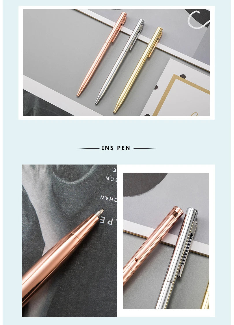 50 Pcs Metal Ballpoint Pen Rose Gold Pen Custom Logo School&amp;office Supplies Stationery Business Gift Lettering Engraved Name