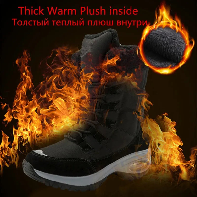 New Winter Women Boots High Quality Warm Snow Boots Lace-up Comfortable Ankle Boots Outdoor Waterproof Hiking Boots Size 36-42