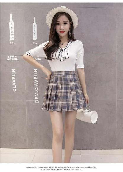 Harajuku Short Skirt New Korean Plaid Skirt Women Zipper High Waist School Girl Pleated Plaid Skirt Sexy Mini Skirt Plus Size