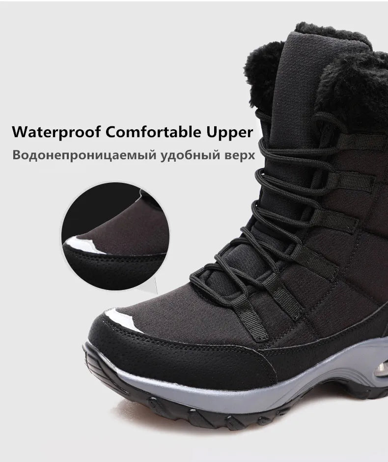 New Winter Women Boots High Quality Warm Snow Boots Lace-up Comfortable Ankle Boots Outdoor Waterproof Hiking Boots Size 36-42