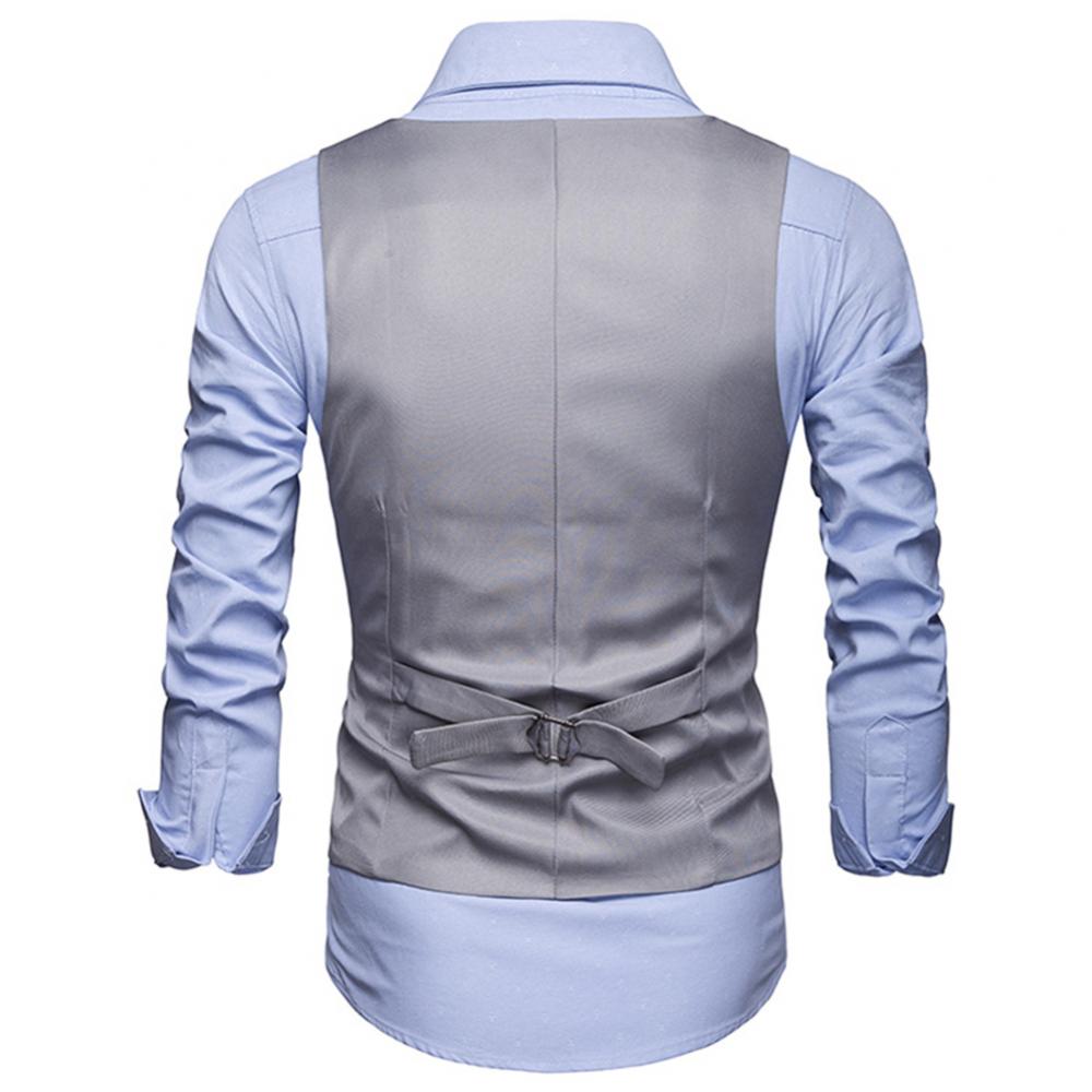 Fashion Formal Men Vest Solid Color Suit Vest Single Breasted Business Waistcoat