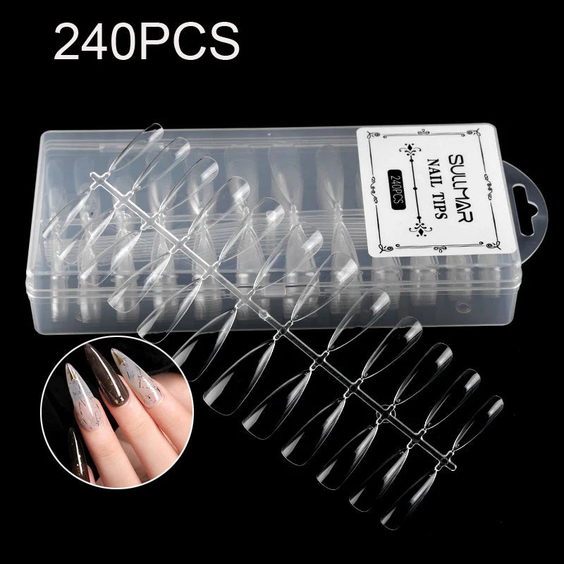 240 pcs 11 styles Fake Nails,Curve Clear Nails Tips,Press On Nails,False Nails,Glue On Nails,Nail Tips,Full Cover Nail Tips-1721