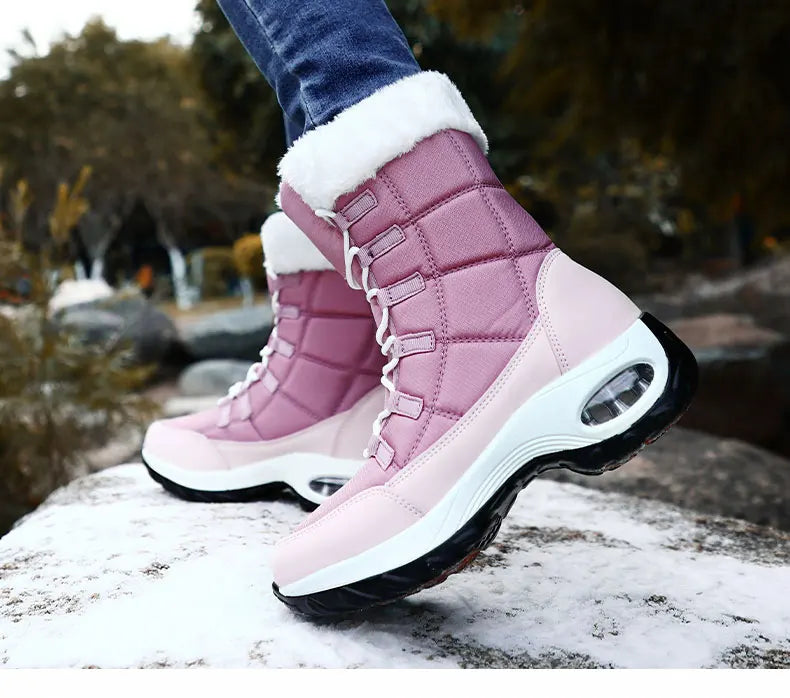 New Winter Women Boots High Quality Warm Snow Boots Lace-up Comfortable Ankle Boots Outdoor Waterproof Hiking Boots Size 36-42