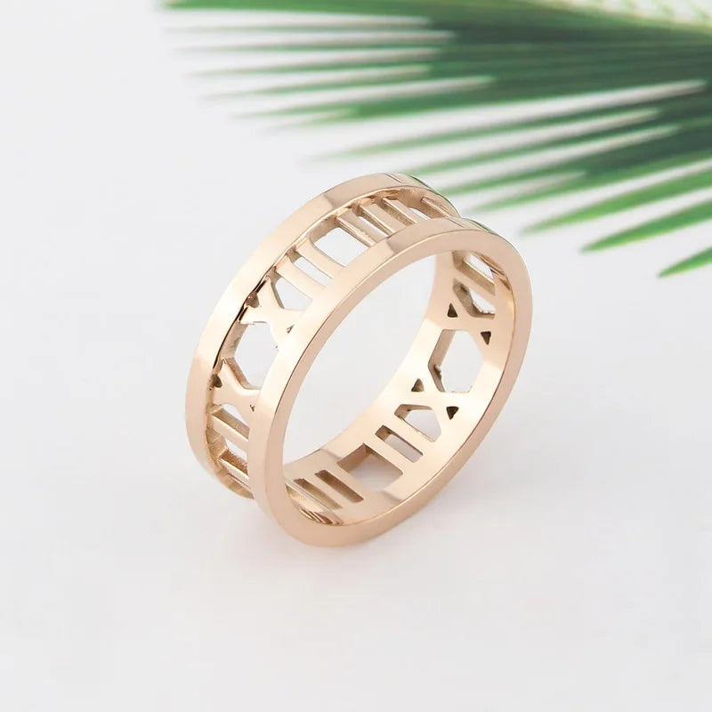 Fine Jewelry Top Quality Roman Number Ring Fashion Women Rings For Women Stainless Steel Jewelry For Girl Jewelry Wholesale