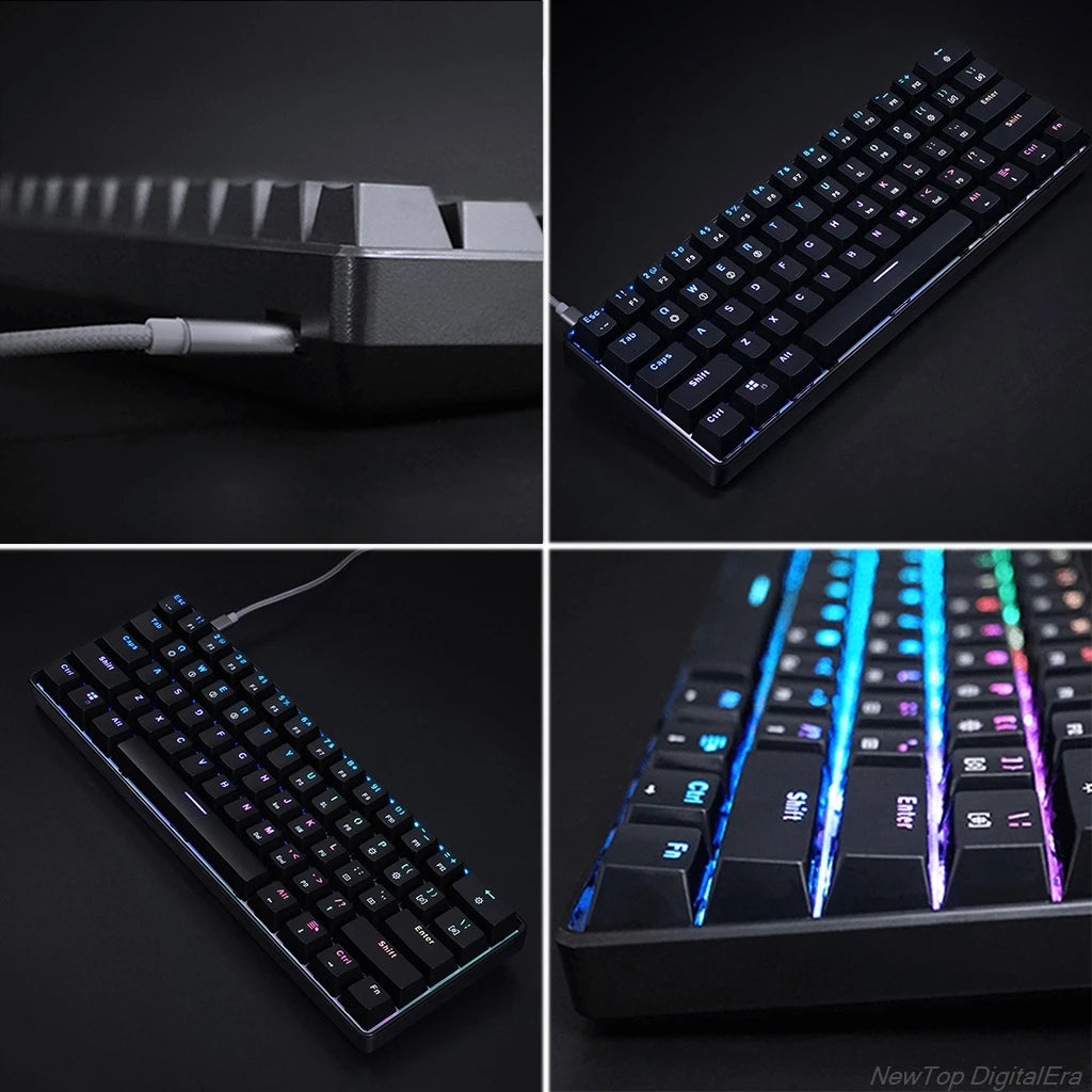 GK61 SK61 61 Key Mechanical Keyboard USB Wired LED Backlit Axis Gaming Mechanical Keyboard Gateron Optical Switches Jy17 19