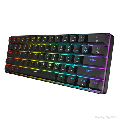 GK61 SK61 61 Key Mechanical Keyboard USB Wired LED Backlit Axis Gaming Mechanical Keyboard Gateron Optical Switches Jy17 19