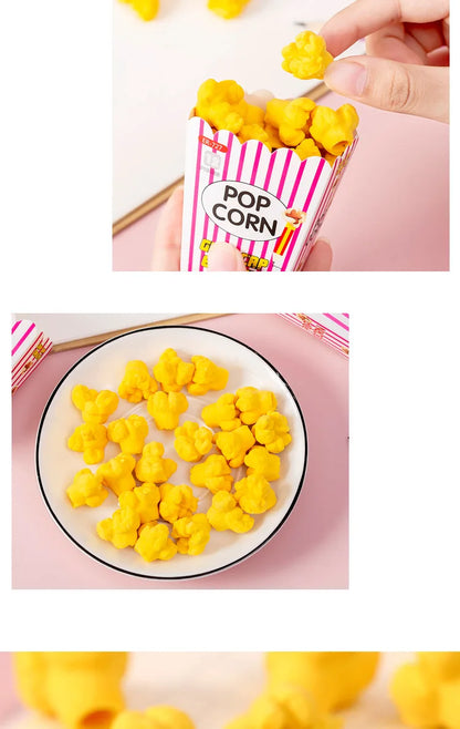 1 pack Ins Novelty Cartoon Popcorn Pencil Eraser Japanese Stationery Kids School Supplies Kawaii Eraser for Girls Student Prizes