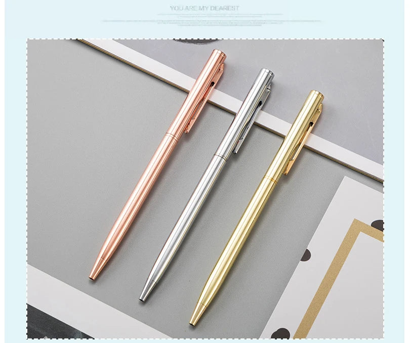 50 Pcs Metal Ballpoint Pen Rose Gold Pen Custom Logo School&amp;office Supplies Stationery Business Gift Lettering Engraved Name