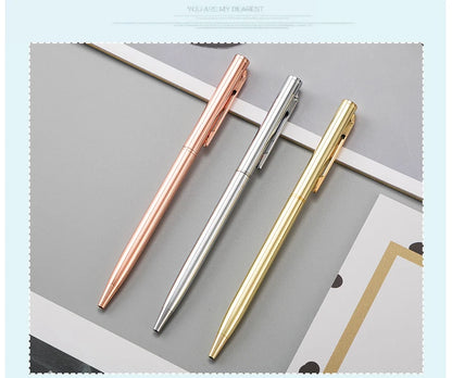 50 Pcs Metal Ballpoint Pen Rose Gold Pen Custom Logo School&amp;office Supplies Stationery Business Gift Lettering Engraved Name