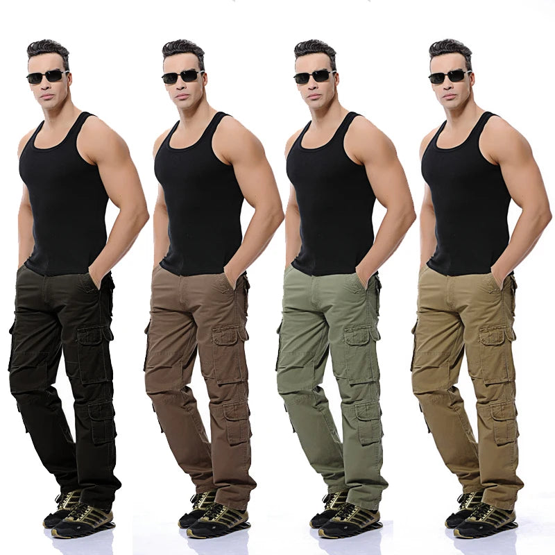 New men cargo pants mens Loose army tactical pants Multi-pocket trousers pantalon homme Big Size 46 Male Military Overalls