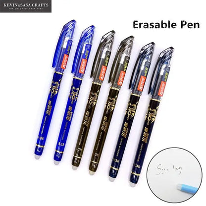 2+50Pcs/Set 0.5mm Blue Black Ink Gel Pen Erasable Refill Rod Erasable Pen Washable Handle School Writing Stationery Gel Ink Pen