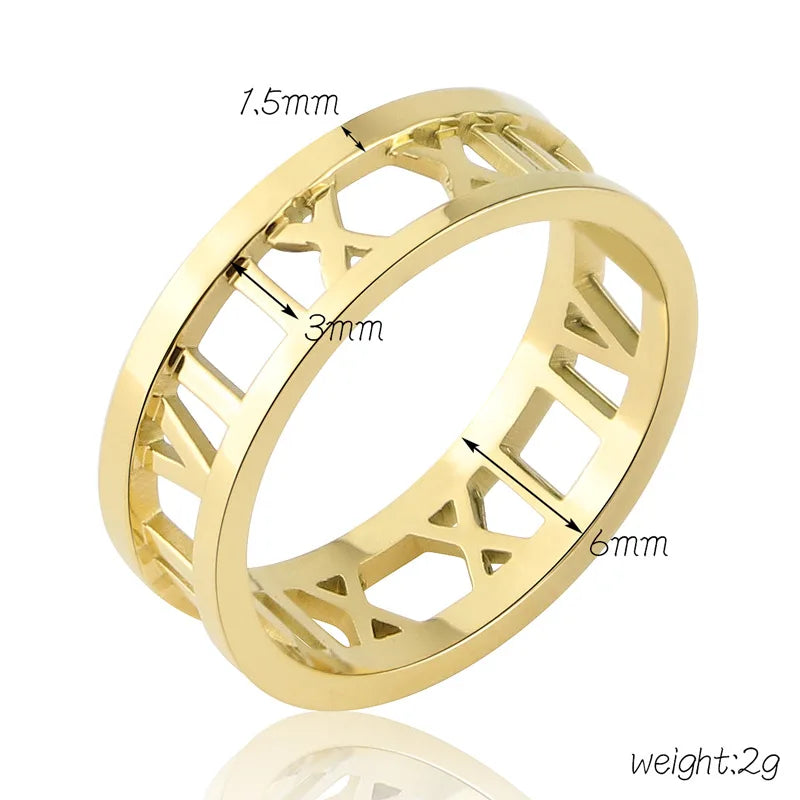 Fine Jewelry Top Quality Roman Number Ring Fashion Women Rings For Women Stainless Steel Jewelry For Girl Jewelry Wholesale