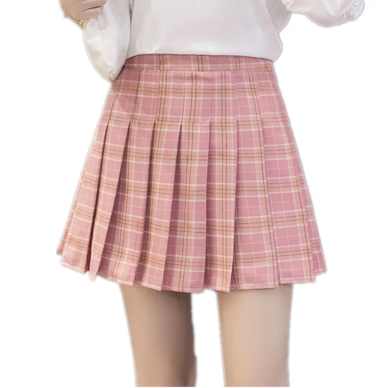 Harajuku Short Skirt New Korean Plaid Skirt Women Zipper High Waist School Girl Pleated Plaid Skirt Sexy Mini Skirt Plus Size