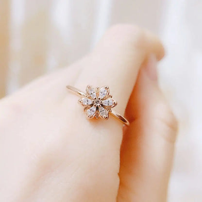 MxGxFam 585 Gold Color Little Flowers Rings Jewelry For Women Fashion Jewelry AAA+ Zircon