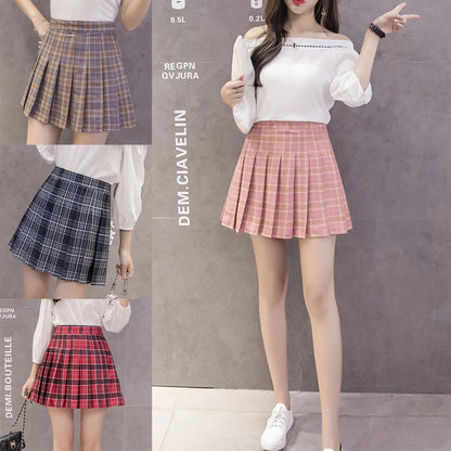 Harajuku Short Skirt New Korean Plaid Skirt Women Zipper High Waist School Girl Pleated Plaid Skirt Sexy Mini Skirt Plus Size