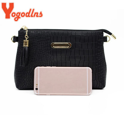 Yogodlns Crocodile Pattern Shoulder Bag For Women PU Leather Messenger Bag New Luxury Crossbody Bag Fashion Lady Handbag