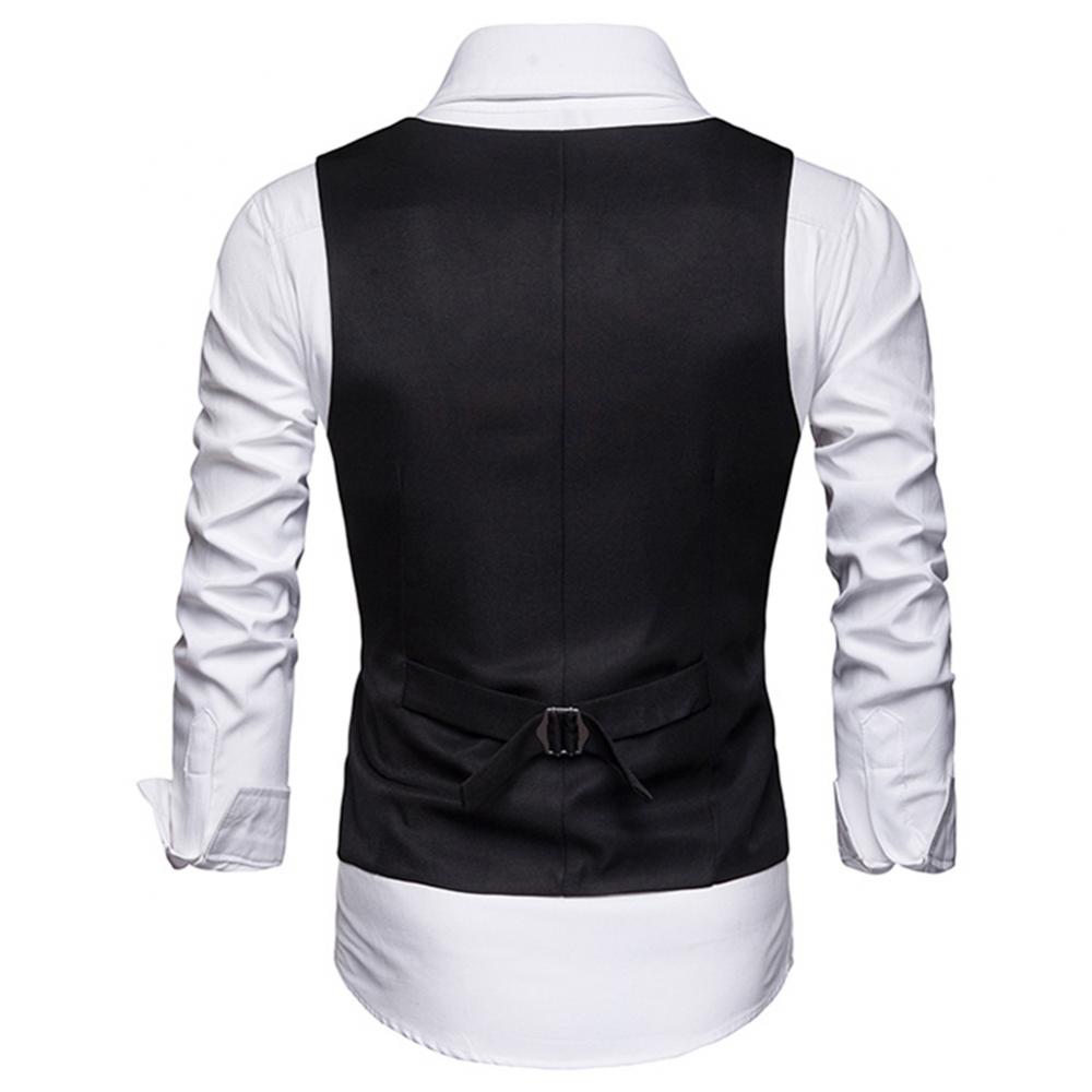 Fashion Formal Men Vest Solid Color Suit Vest Single Breasted Business Waistcoat