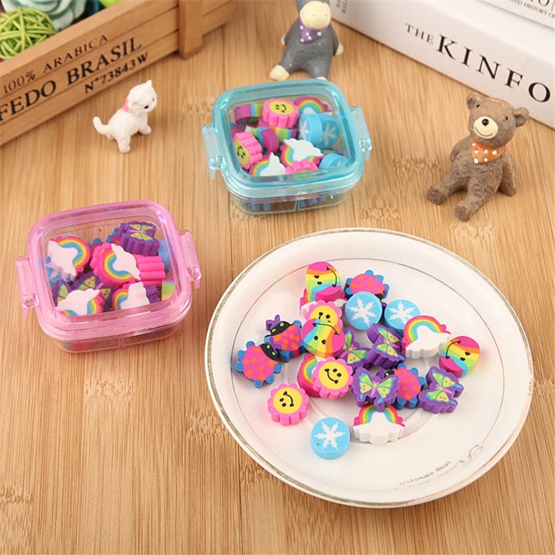 20 Pcs/Set Cute Rubber Eraser Kid Gift School Supplies Stationery Rubber School Supplies School Utiles Stationery